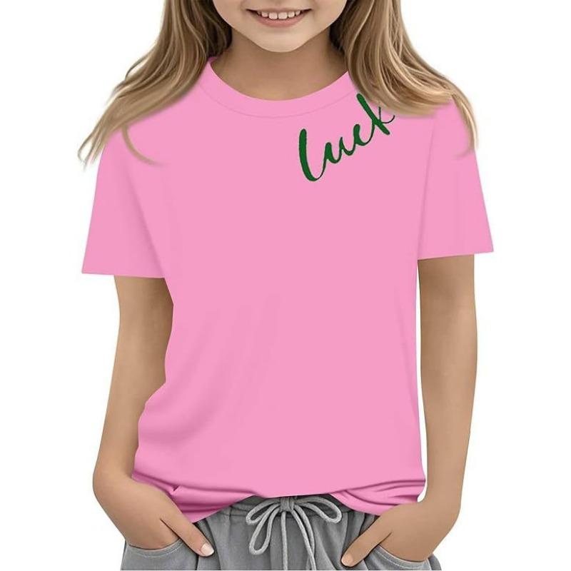 Summer Children's Clothing Breathable Comfortable Casual Fashionable Heart-shaped Pattern Women's Short Sleeved Round Neck T-shirt