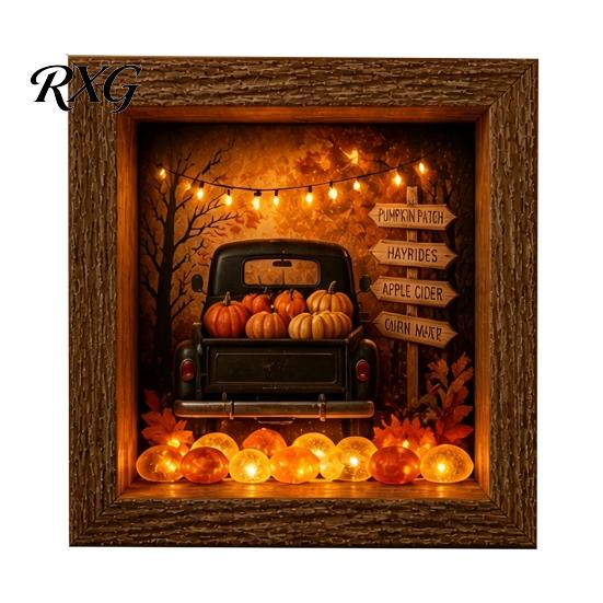 Halloween Ornaments Lighted Frame Ornaments, Light Up Shadow Box, Warm Holiday Table Atmosphere LED Lights for Home Living Room Bedroom Decor