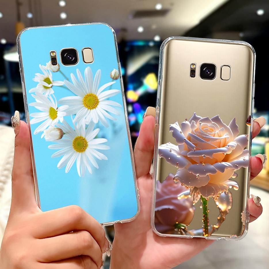 For Samsung Galaxy S8 Plus Case SM-G955F Luxury Flowers Painted Cover Soft Slim Phone Case For Samsung S8 S8+ GalaxyS8 Plus Bags
