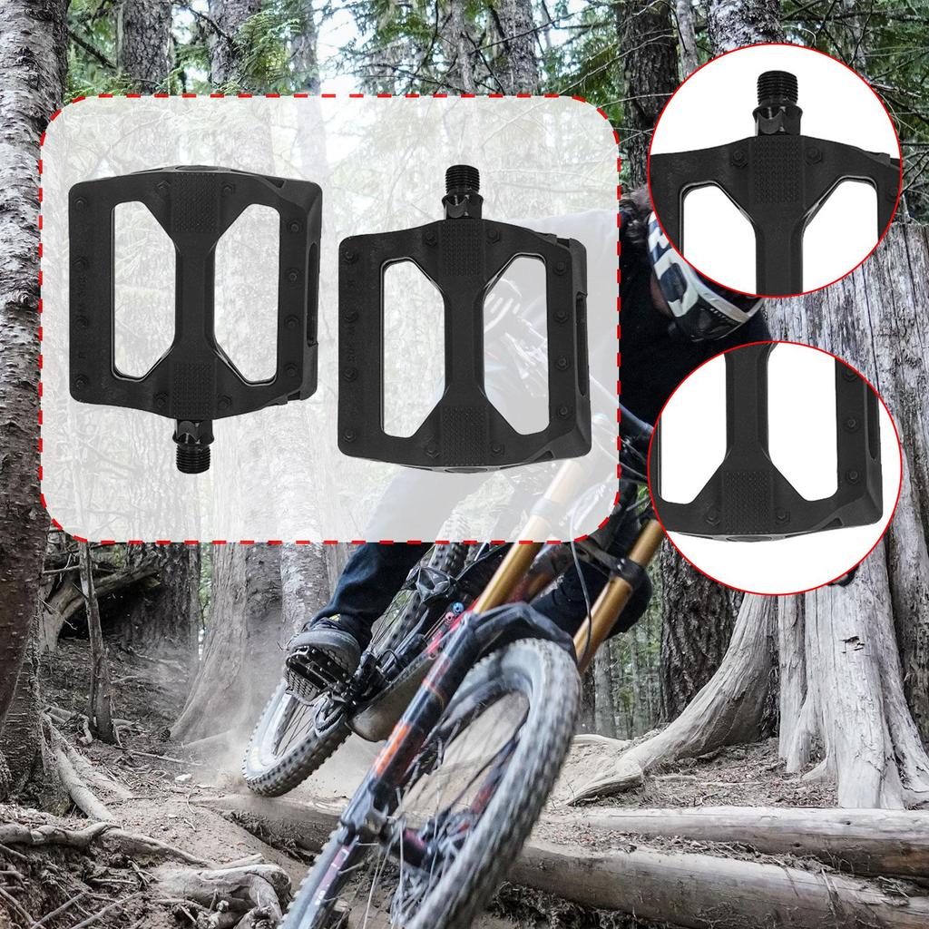 Mountain Bike Pedals, Bicycle Platform Pedals, Nylon Lightweight for Adult