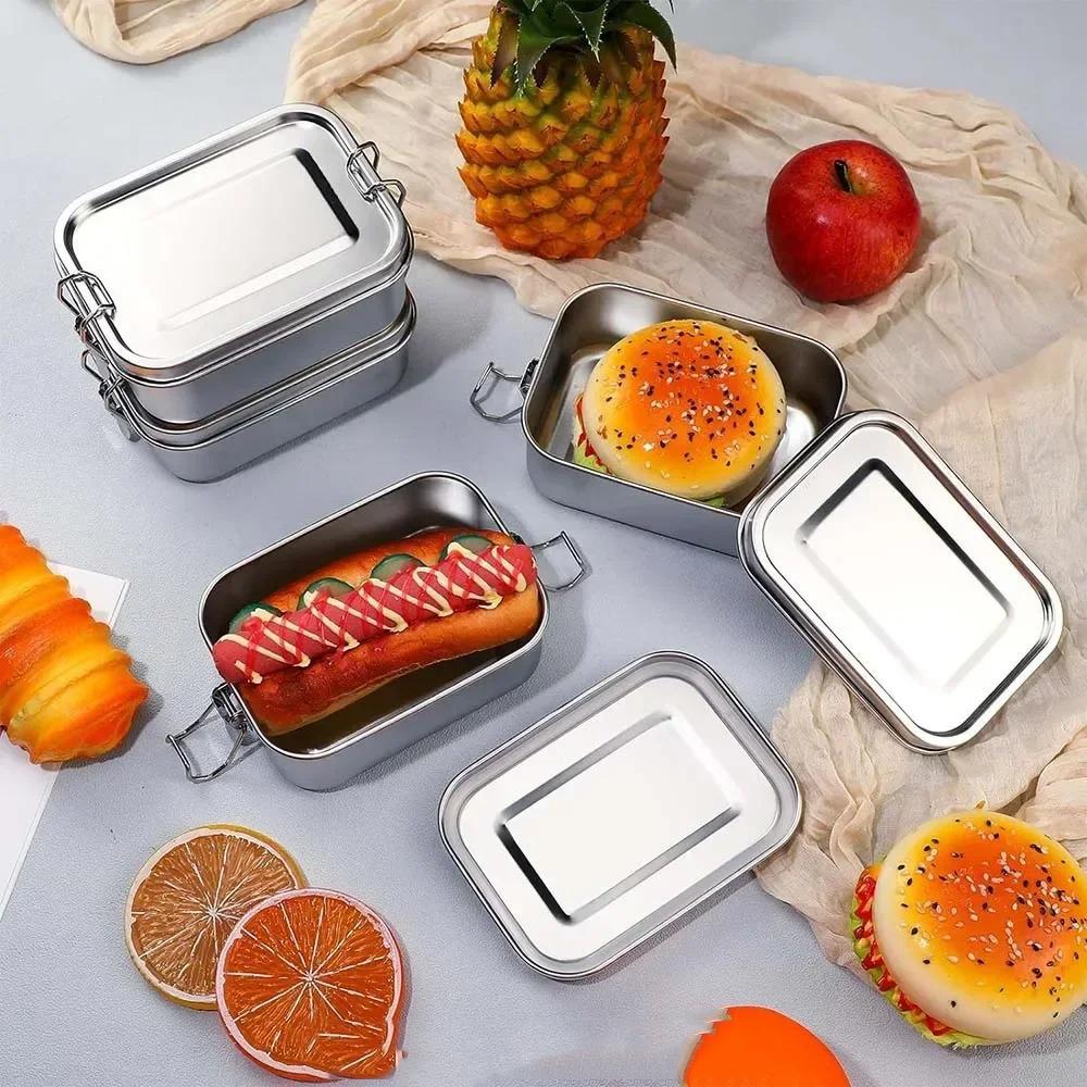Stainless Steel Bento Box Metal Lunch Box Food Storage Containers with Lockable Clips Lunch Snack Boxes for Work,School