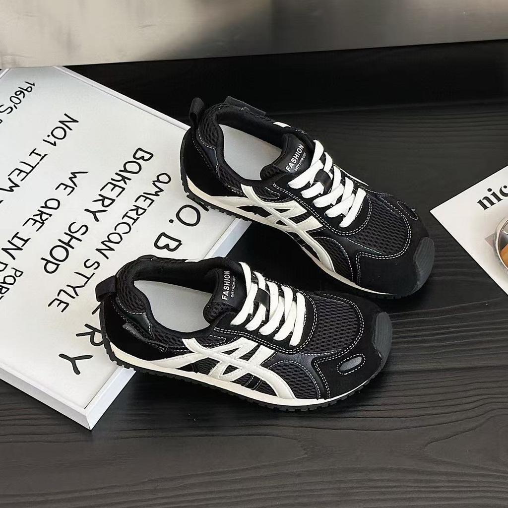 Trendy New Matte Women's Autumn Sports and Leisure Shoes Mesh Surface Breathable Flat Bottom Comfortable