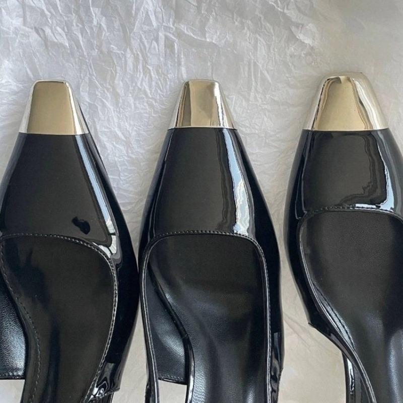 Elegant Black High Heels B201 Fine Track Women's Summer 2025 Comfortable Lightweight Microfiber Lining Rubber Outsole Shoes