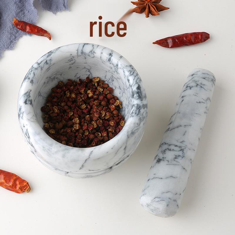 Small Marble Mortar and Pestle - Natural Stone Grinder for Garlic and Pepper Crushing