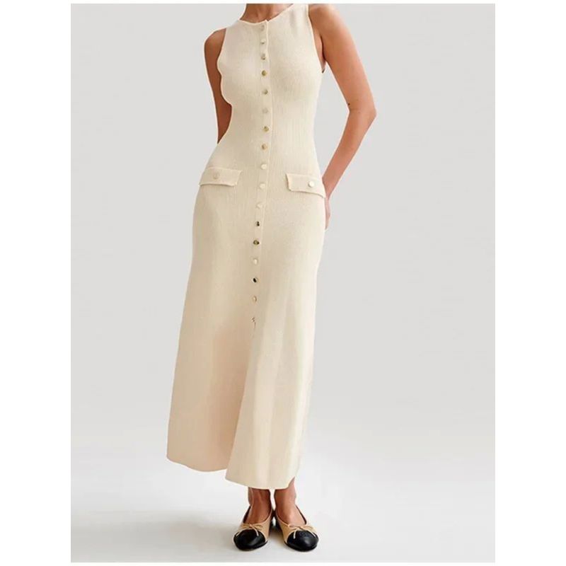Sleeveless Round Neck Neck Button Tie Vest Sleeveless Round Neck Button Tight Vest
