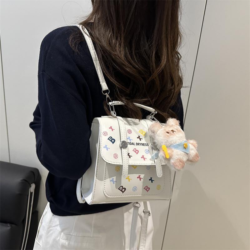 Retro Bag With Flap Closure Pu Material Street Style Daily Use For Students