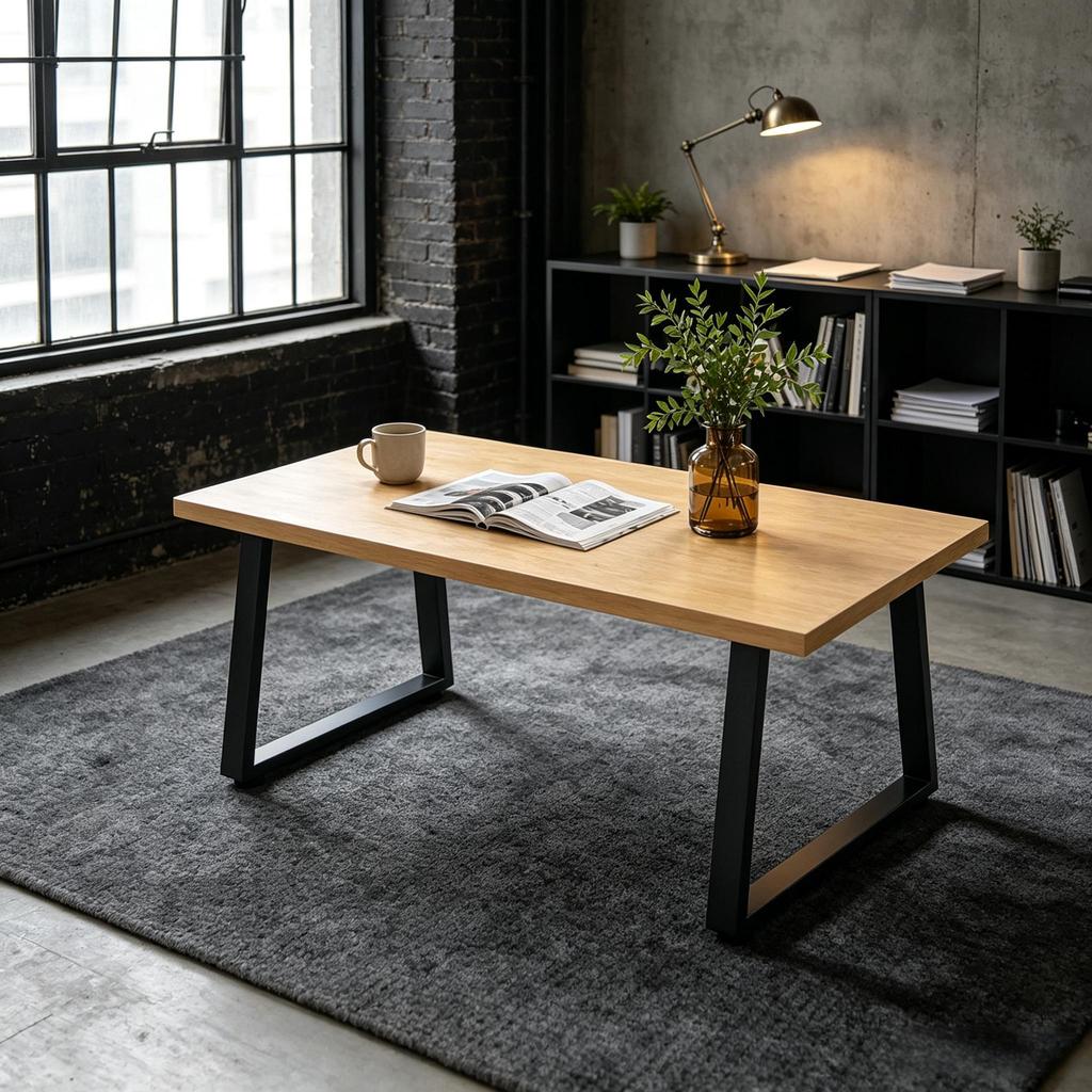 Table Legs Made of Steel, 60 x 43 cm, Set of 2 Trapezoid Legs with Adjustable Sliders and Screws (only with 2pcs Table Leg, 4pcs Foot Pad)