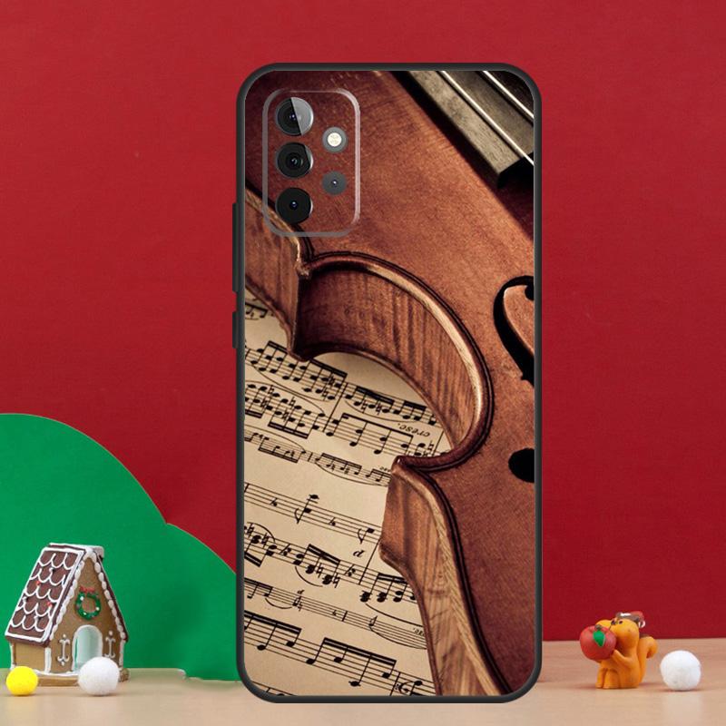 Elegant Violins Bow Sheet Music Case For Samsung Galaxy A56 A33 A13 A36 A23 A52 A32 A12 A54 A34 A14 A16 A53 A15 A35 A55 A17