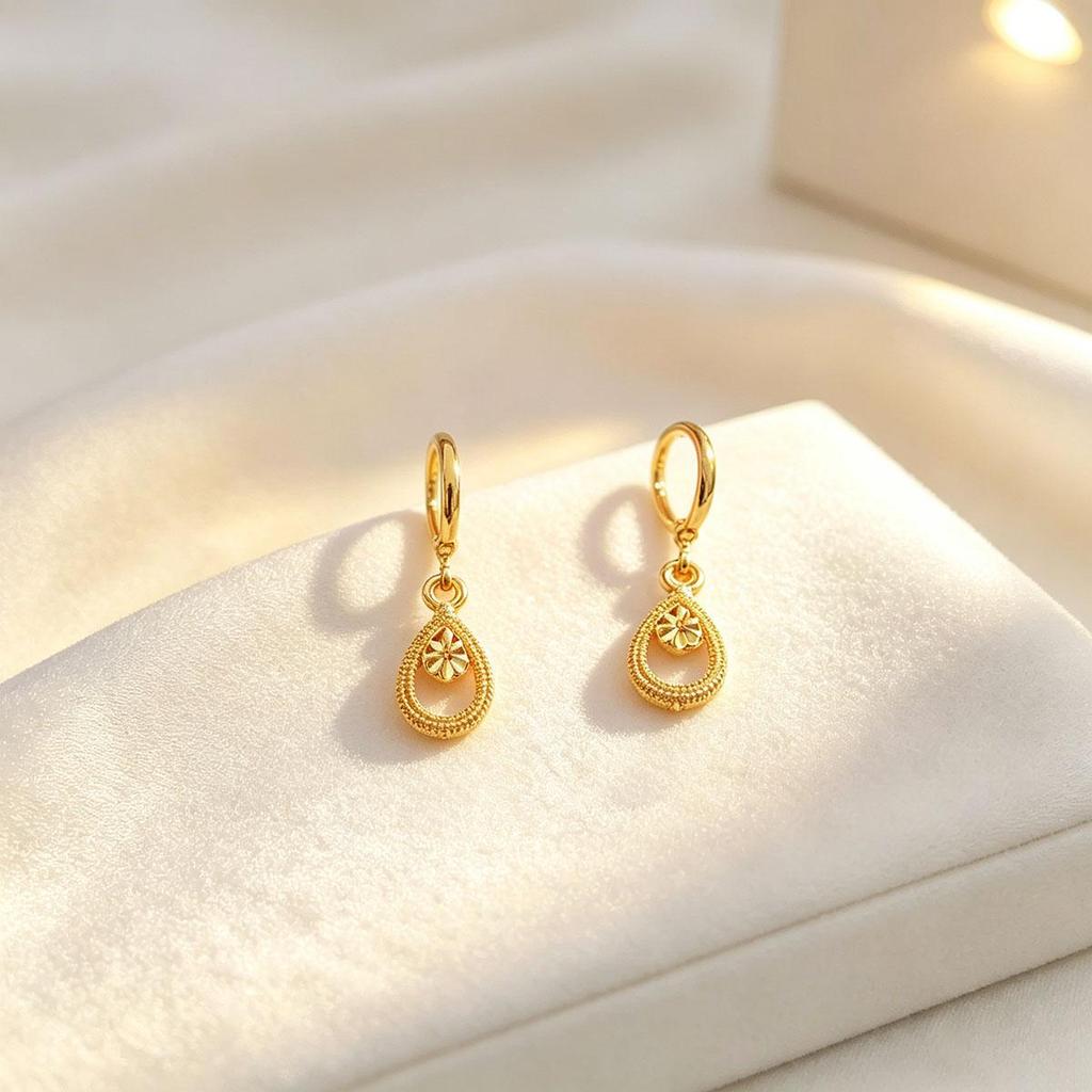 Waterdrop Gold Earrings Women Korean Simple New Style Slimming Daily Versatile Women Elegant Earrings Niche Design