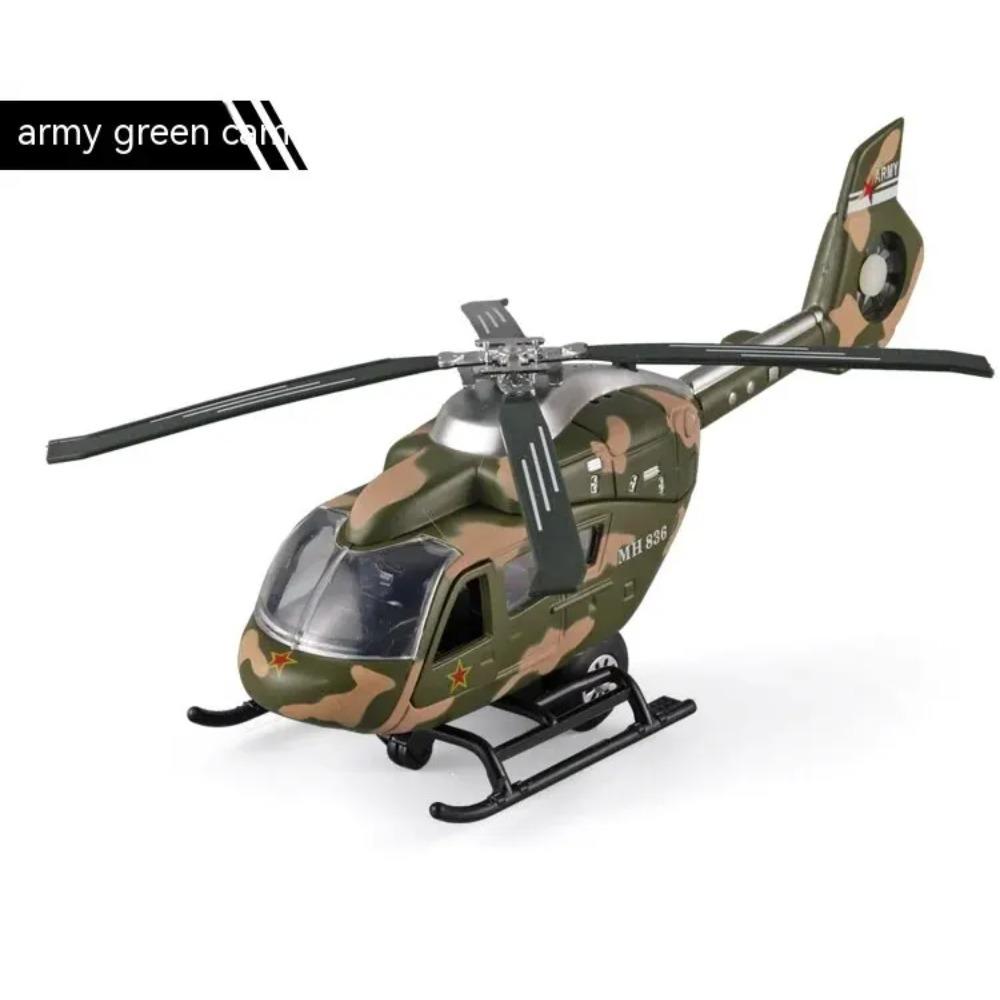 1/64 Scale Military Helicopter Alloy Toy Model with Retroactive Motion, Sound & Light Effects - Ideal for Kids' Play & Collectio