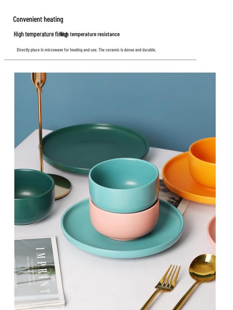 Matte Ceramic 4-Piece Shallow Plate Set: Creative Steak & Breakfast Plates for Western Cuisine.