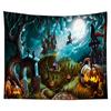 Halloween Tapestry With  Print Background Hanging On The Bedroom Wall
