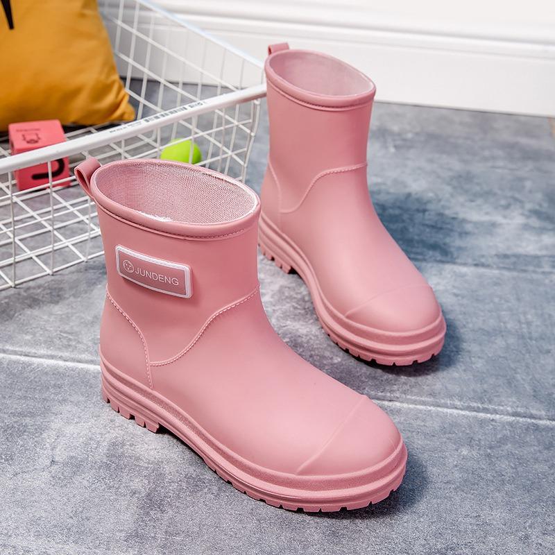 British Women's Rain Shoes Fashionable Women's Wading Shoes Thickened Non-slip Waterproof Rubber Shoes Trendy Overshoes Water Shoes