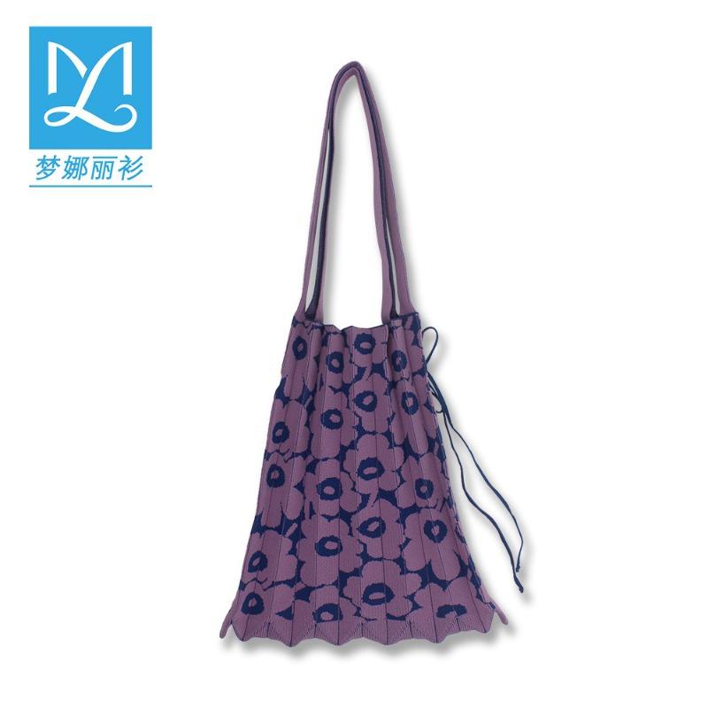 Spring Summer Shoulder Bag for Women Large Capacity Pleated Folding Organ Bag for College Students Knitting for Women