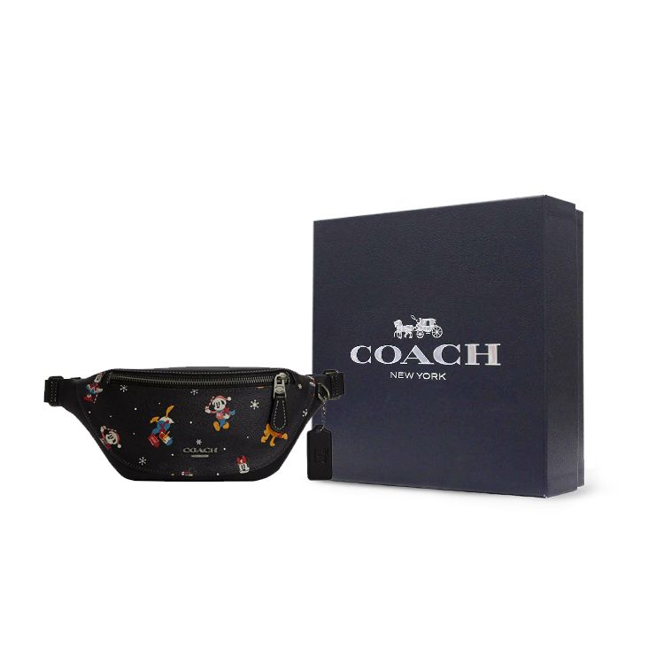 Coach X Disney Collaboration Warren 29 Printed Embossed Nameplate Zipper Closure Coated Canvas And Smooth Calfskin Chest Bag Women Bags CL964-QBM2