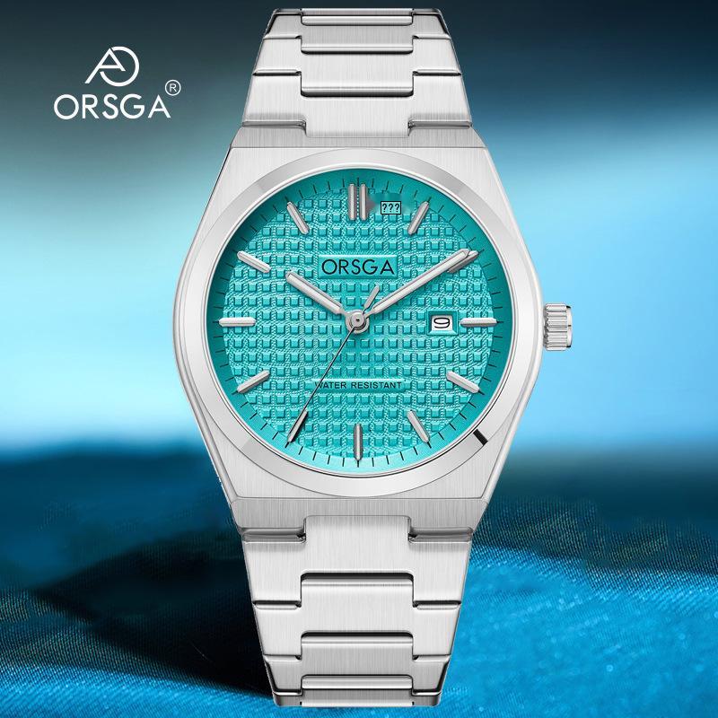 ORSGA Men's Classic Minimalist Quartz Watch with Stainless Steel Band and Date Display