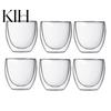 Tazza da tè espresso in vetro a doppia parete con isolamento termico da 6 pezzi da 80 ml e 2,7 once