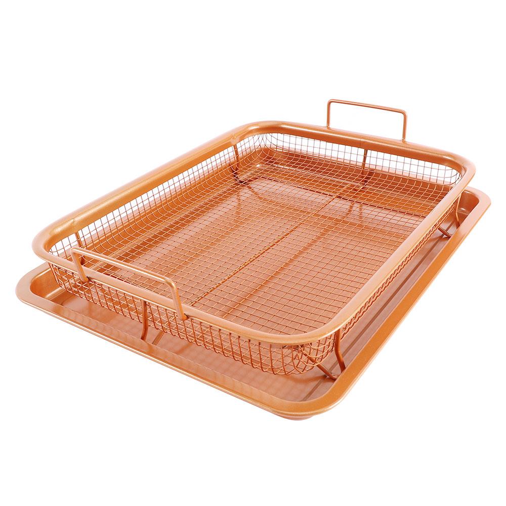 Crisp Stainless Steel Detachable Kitchen Colander Frying Basket Oil Strainer Oven Mesh Baking Tray