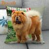 Custom Chow Chow Dog Pillowcase Cartoon Girl Wedding Decorative Cotton Linen Pillow Case For Home Pillow Cover 45X45Cm One Side