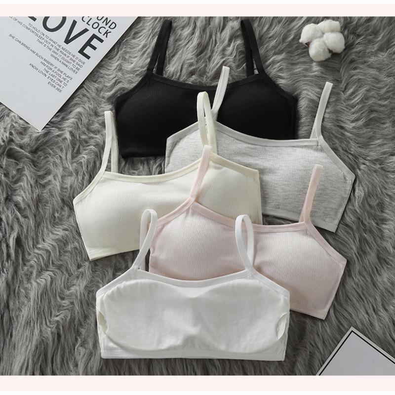 Girls' Cotton Mesh Camisole Bra - Summer Breathable Training Bra for 8-14 Years Old Tween & Teen Developmental Crop Top