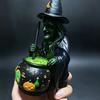 Creepy Haunted House Props Halloween Witch Cauldron Lamp Figurine, Resin Scary Witches Lighted-Up Realistic Craft Cauldron, Festival Supplies
