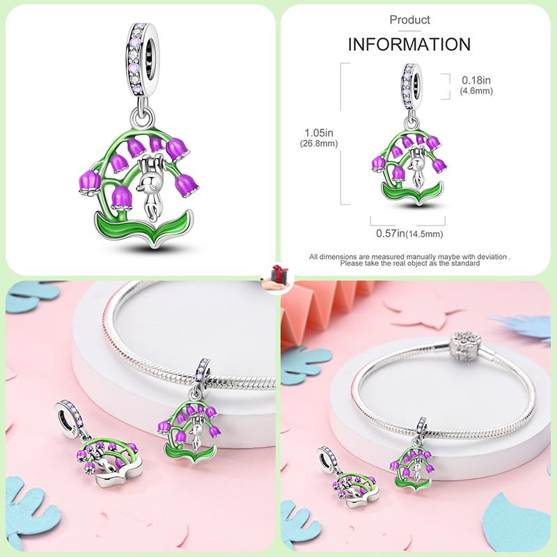New Copper Fashion Spring Carnation Flower Parrot Charm Bead Suitable For 3Mm Bracelet Diy Fine Jewelry Gift Making