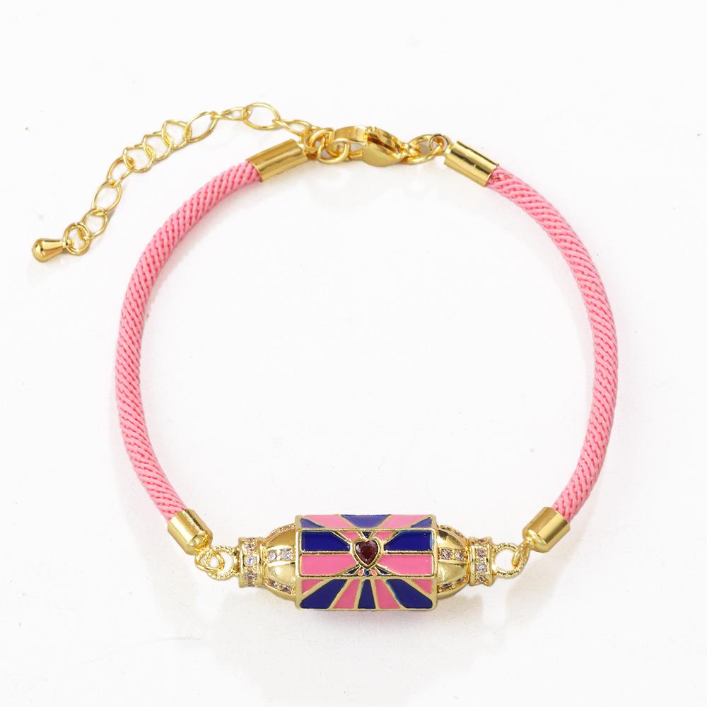 JMXD Punk Vintage Bracelet with Micro-inlaid Zircon Candy Hexagon Enamel Evil Eye Letter Colorful Trendy Fashion Stylish Unisex Jewelry