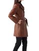 Casual Stylish Coat Handmade Lambskin Women Trench Brown Belted Leather Genuine