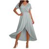 Women's Elegant Loose-Fit V-Neck Short-Sleeve Flowing Resort Dress