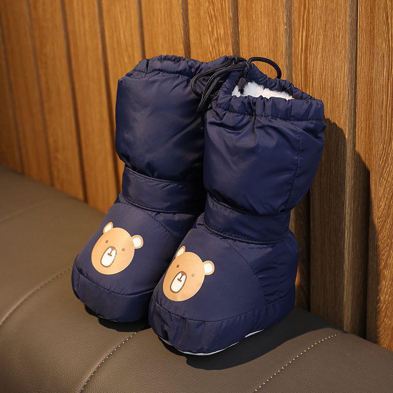 Warme Baumwoll-Babyschuhe: Mit Fleece gefüttert, rutschfest, weiche Sohle für Jungen und Mädchen von 0-1 Jahr, Winter.