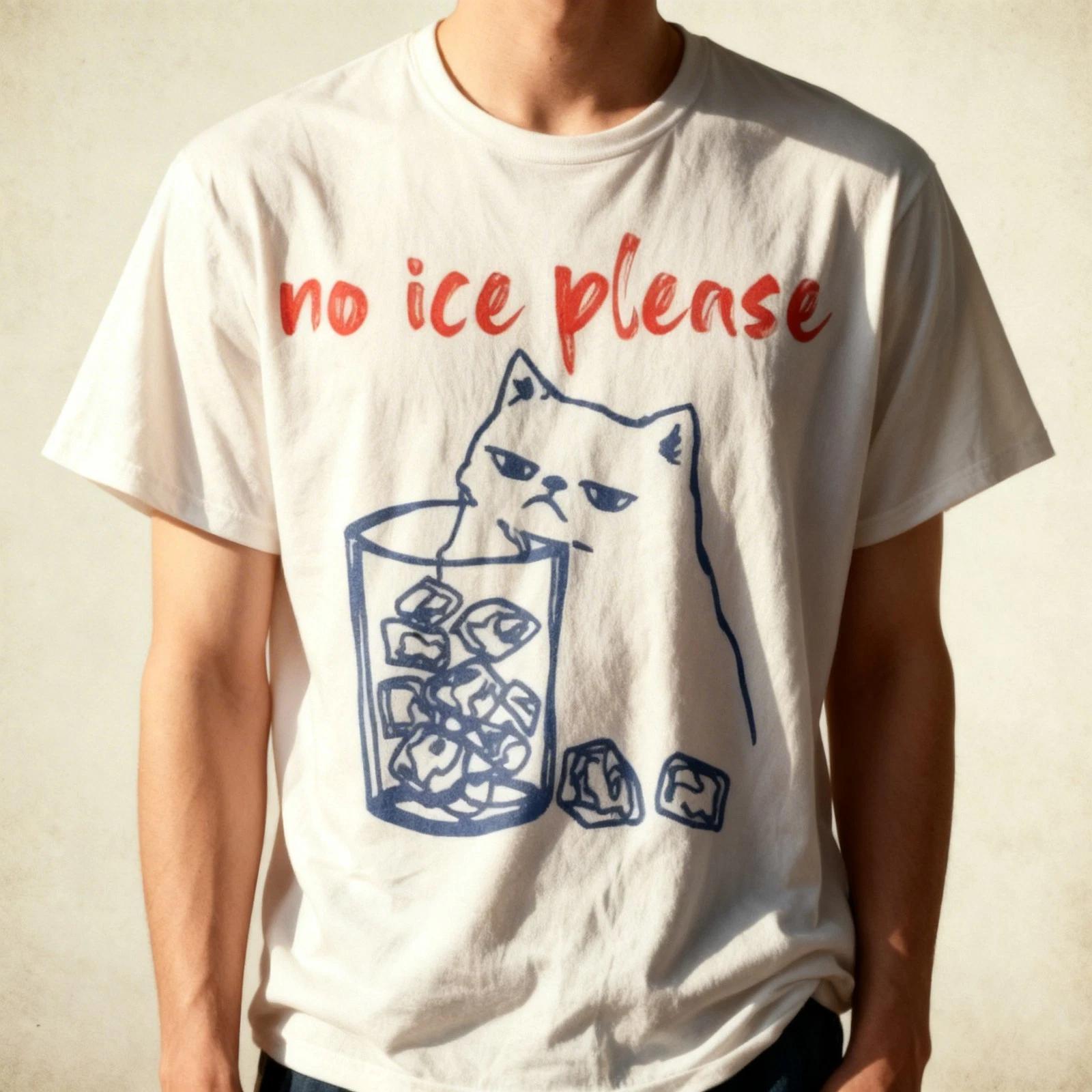 No Ice Please Funny Cat Meme T-Shirt M