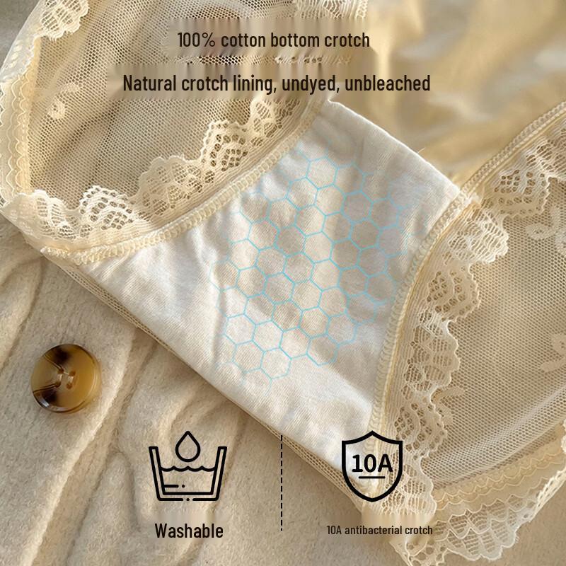 Muwei Women's 3-Pack Lace Ice Silk High-Waist Panties