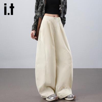 Izzue IT Damen High-Waist Patchwork Hose mit geschwungenem Bein