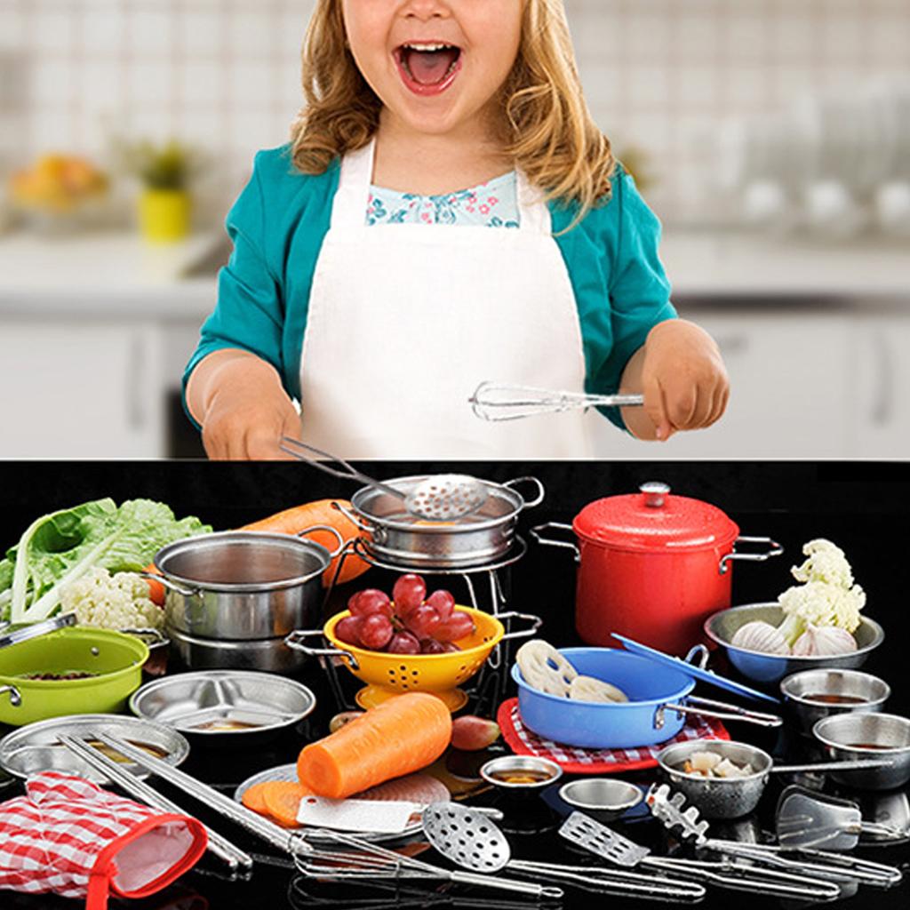 16PCS Pots and Pans Kitchen Toy Stainless Steel Pretend Play Cooking Toys for Kids Kitchen