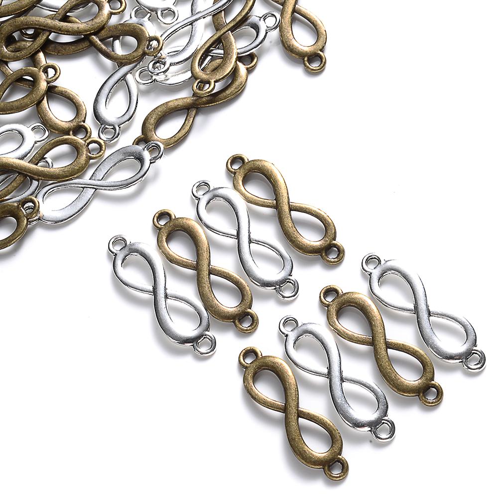 100Pcs Antique Metal Infinite Shape Beads 8 Forever Sign Spacer Beads For Jewelry Making Bracelet Necklace Findings Supplies