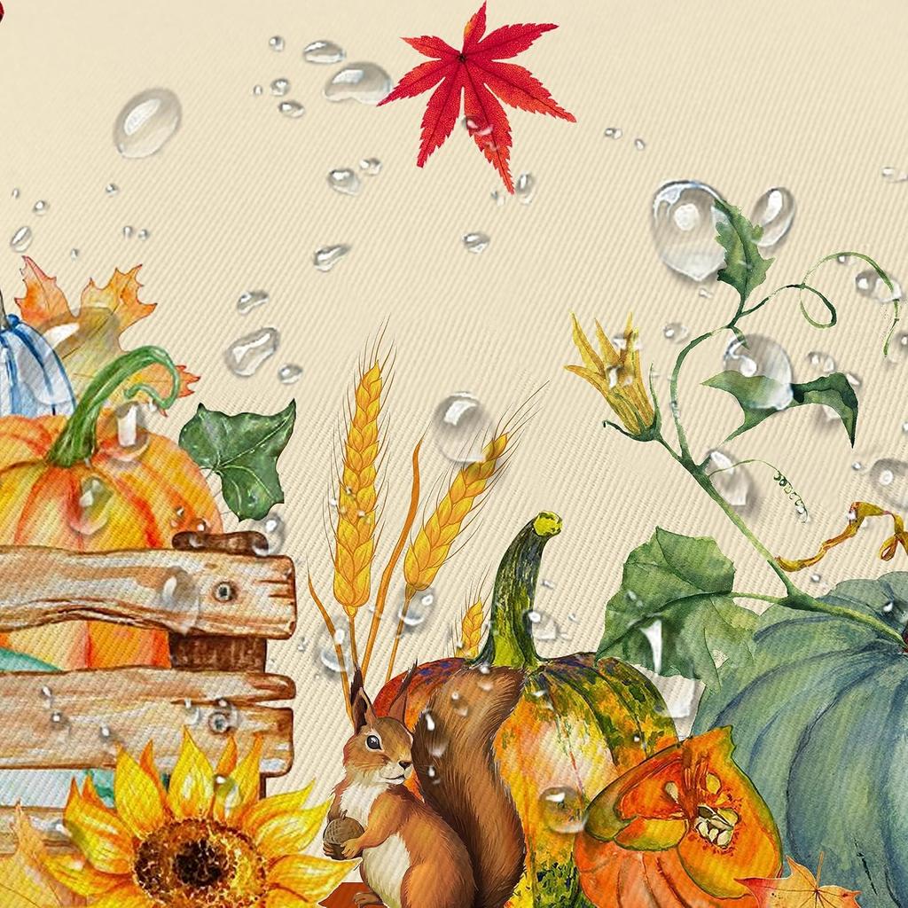 Fall Harvest Pumpkin Maple Leaf Rectangle Tablecloth for Table Decor Washable Kitchen Dining Tablecloth Autumn Decorations