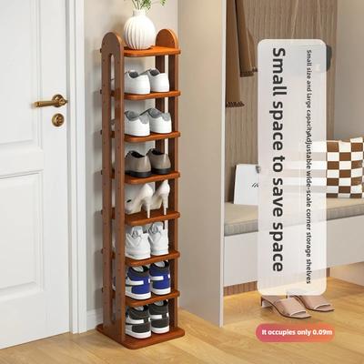 Adjustable Solid Wood Shoe Rack - Slim Entryway Organizer for Small Spaces Multi-Tier Storage Shelf for Dorms/Apartments &Closet