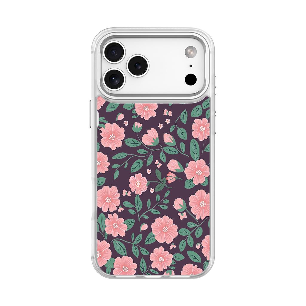 Applicable To Apple 17pro Mobile Phone Case, Advanced Sense 16 Replaceable Back Plate 15promax Magnetic Mobile Phone Case, Green Pink Flower.