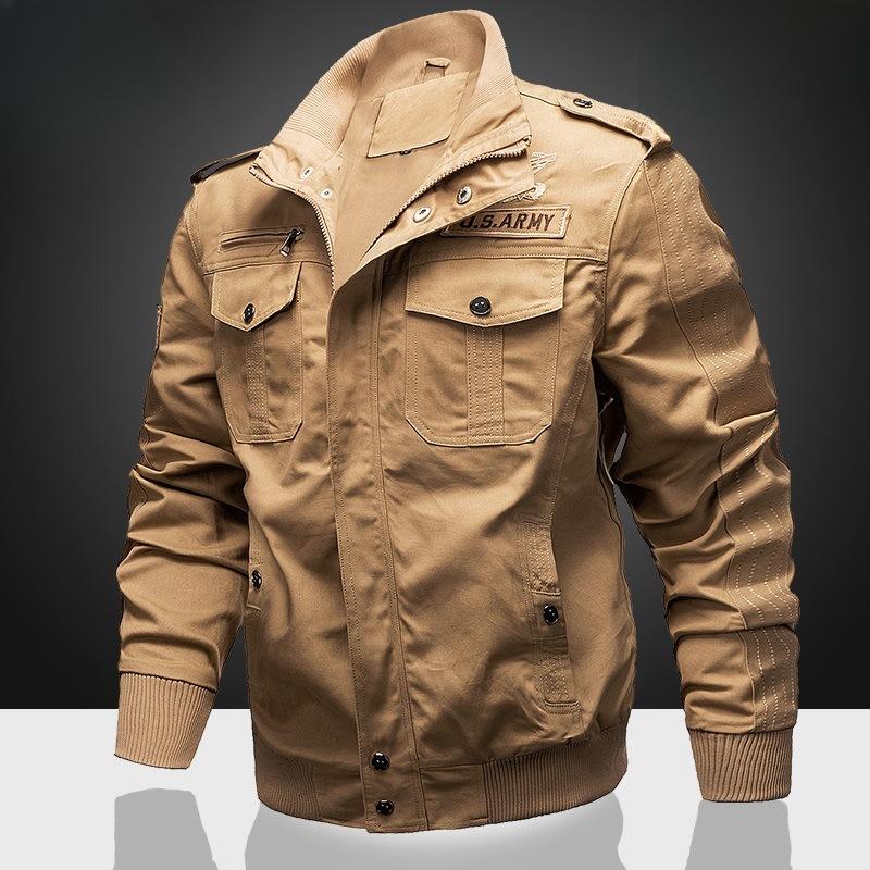 Vår och höst Europeisk och amerikansk herr bomull stor storlek herrjacka avslappnad arbetsjacka