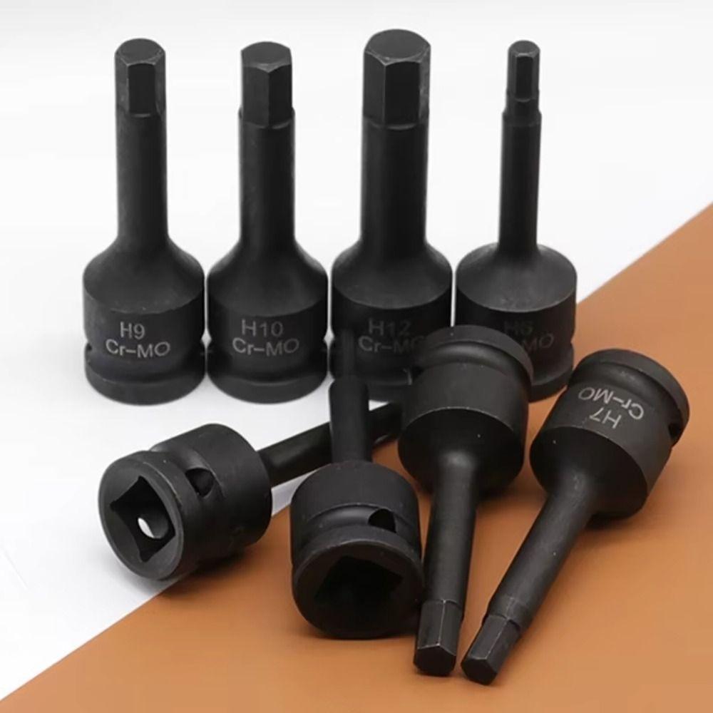 1Pcs Durable Metric 1/2 Inch Shank Electric Drill Adapter 80mm Length Long Bit Hex Hexagon H4-H22 Cr-Mo Steel Wrench