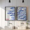 Retro Blue Sardine Canvas Poster Mediterranean Style Sardine Animal Wall Art Prints Ideal Gift for Modern Living Room Home Decor