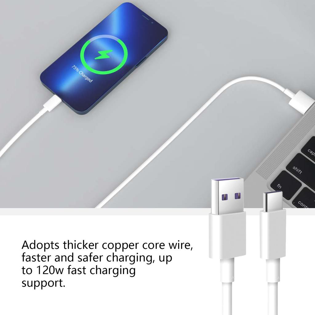 1m USB to Type C Data Line 5A Quick Charging Power Cable Wire Supports Stable Data Transfer for Tablets Phones