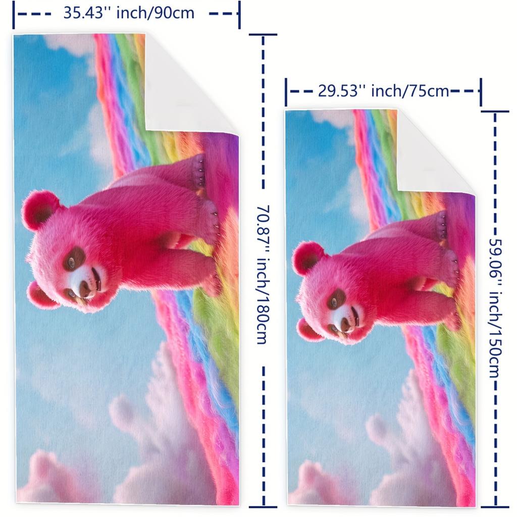 Bear Cute Cartoon Sand-Proof Beach Towel - Quick-Dry Microfiber, Super Absorbent For Travel, Pool, Surf, Camping