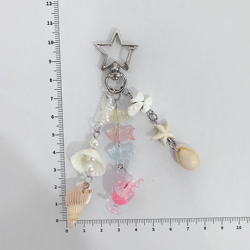 Ocean Series Pearl Keychain Shell Charm Pendant Keyring Jewelry For Girl Women Gift Bag Decoration Jewelry Accessories