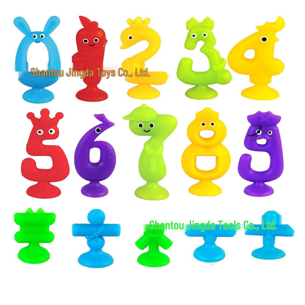 English Alphabet Suction Cup Bath Toy - Soft DIY Building Blocks Puzzle for Kids