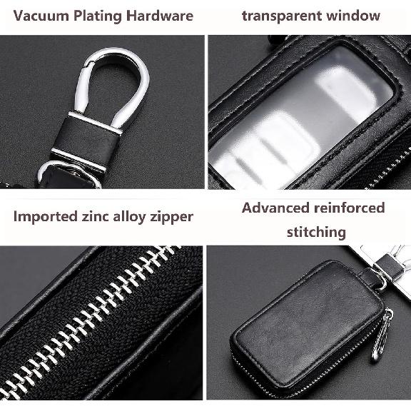 vvag Premium Car Key Fob Case Genuine Leather Car Smart Key fob Holder Car Remote Keychain Bag Universal