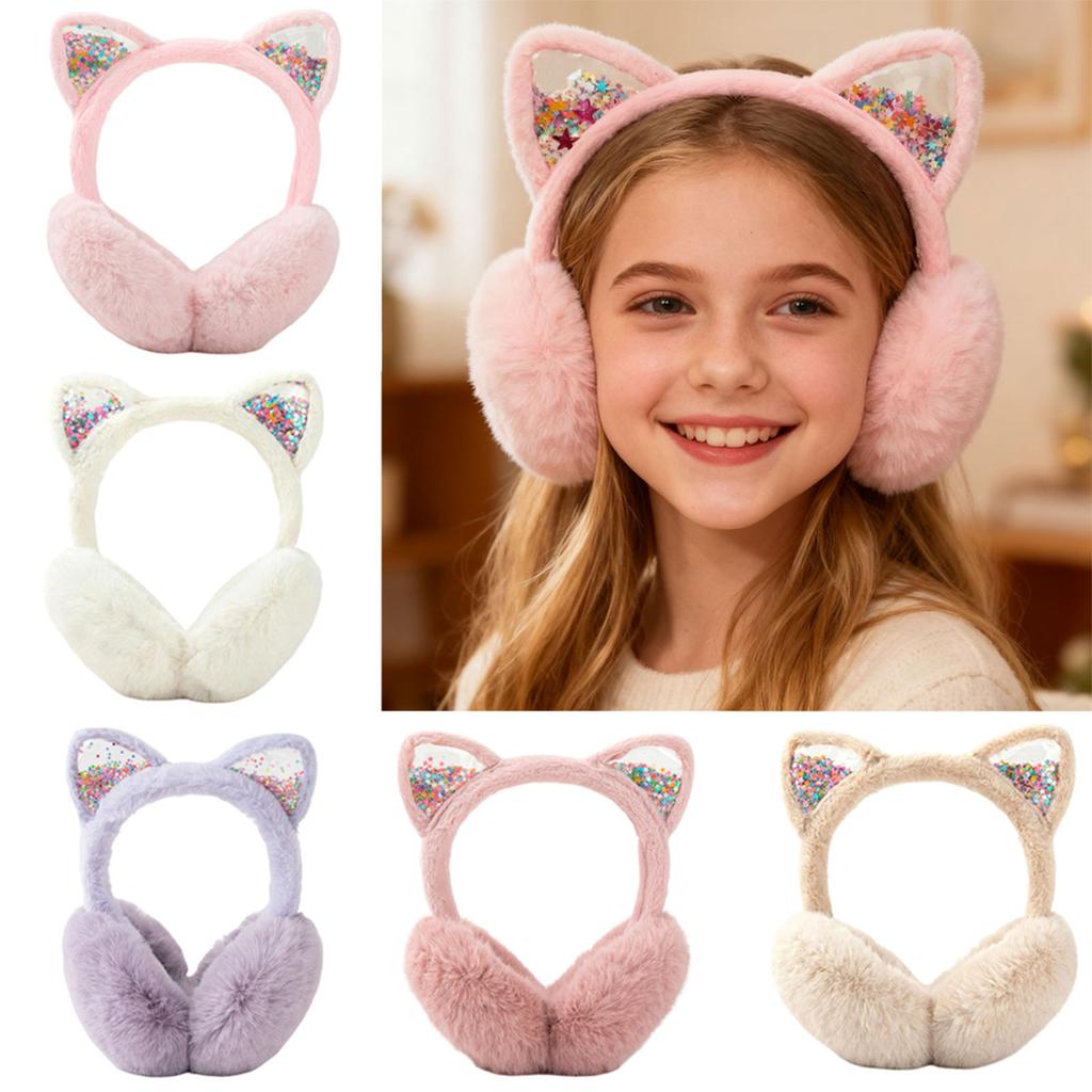 Winter Warme Katzenohren-Ohrenschützer Glitzerohren Plüsch-Ohrenschützer Für Frauen Verspielte Mädchen Ohrenschützer Kälteschutz Warm Heiß Für Draußen