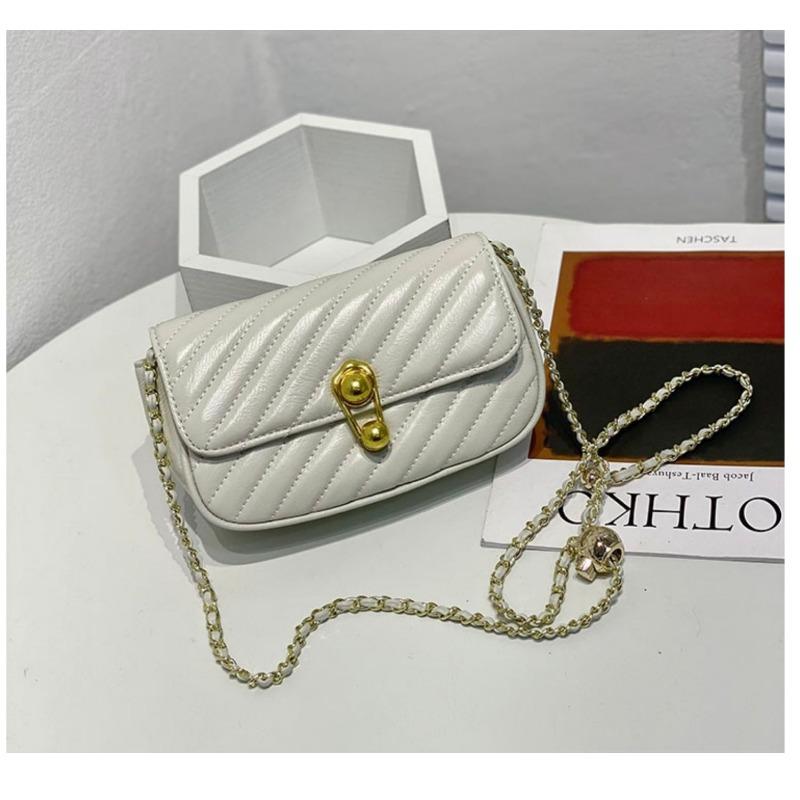 

Нишевая вышитая ромбовидная сумка твиловая откидная маленькая квадратная сумка замок кожаная цепочка сумка-мессенджер кастомизация белый