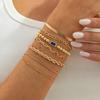 SHIXIN 7Pcs/Set Elegant Acrylic Charm Bracelets for Women 2026 Vintage Minimalist Multi-Element Twist Chain Metal Bangle Jewelry