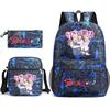Large Capacity Schoolbag with Shoulder Strap; Student Three-piece Pencil Case Set